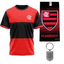 Kit Presente Flamengo - Camisa / Toalha de Banho / Chaveiro - Cor Preto/Vermelho