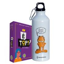 Kit Presente Geek Garrafa de Alumínio Garfield 500ml + Jogo É Top! - Mais Variedades