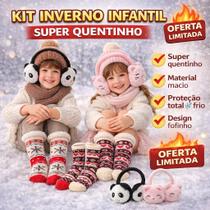 KIT Presente Infantil Meia Térmica Peluciada Protetor de Ouvido Fofo Inverno Quentinho Antiderrapante Conforto Macio Ideal para Crianças Frio Lá KIT Presente Infantil Meia Térmica Peluciada Protetor de Ouvido Fofo Inverno Quentinho Antiderrapante Conforto Macio Ideal para Crianças Frio Lá