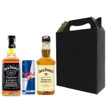 Kit Presente Jack Daniel's 375ml - Honey + Old 7 + Red Bull