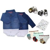 Kit Presente Lindo Body Jeans Roupa Bebê Enxoval Kit 11 Pçs