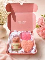 Kit Presente Mãe Eu Te Amo Vela Aromática Flor e Sabonetes