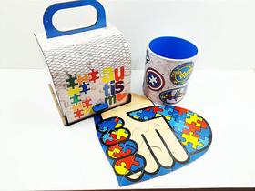 Kit Presente Maleta Autismo com caneca - Coleção TEA & Amor