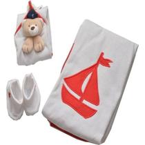 Kit Presente Marinheiro Manta Blanket E Pantufas Zip Toys