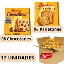 Kit Presente Natal: 06 Mini Panetone + 06 Mini Chocottone 80 g Bauducco