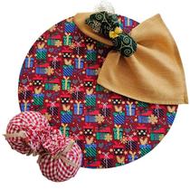 Kit Presente Natalino 12 Lugares Capa Sousplat Guard Anel PG