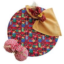 Kit Presente Natalino 6 Lugares Capa Sousplat Guard Anel PG