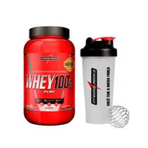 Kit Presente para Homem Integralmédica Whey 100% Pure Morango Pote 900g + Coqueteleira Integralmédica Transparente 600ml