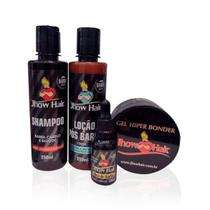 Kit Presente para Homem Jhow Hair Shampoo Barba, Cabelo e Bigode 250ml + Loção Pós Barba Creme 250ml + Óleo de Barba 30ml + Gel Hiper Bonder 240g Kit Presente para Homem Jhow Hair Shampoo Barba, Cabelo e Bigode 250ml + Loção Pós Barba Creme 250ml + Óleo de Barba 30ml + Gel Hiper Bonder 240g
