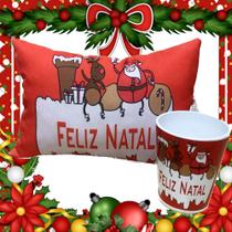 Kit Presente Para Natal Almofada + Caneca Natalinos Lembrancinha Papai Noel