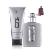 Kit Presente Perfume Masculino Club 6 Eudora Deo Colônia e Shampoo Amadeirado