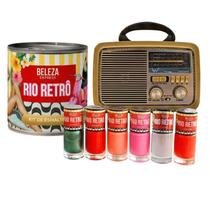 Kit presente Rio Retrô 6 esmaltes, lata e radio bluetooth Kit presente Rio Retrô 6 esmaltes, lata e radio bluetooth