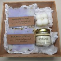 Kit Presente Sabonetes e Mini Velas Lavanda em Caixa MDF - Likare Home & Beauty