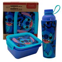 Kit Presente Stitch Garrafa 660ml e Pote Marmita Hermética 850ml Plasutil