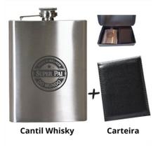 Kit Presente Super Pai Cantil Whisky + Carteira Slim
