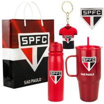 Kit Presente Torcedor Garrafa Caneca Chaveiro Broche - São Paulo Kit Presente Torcedor Garrafa Caneca Chaveiro Broche - São Paulo