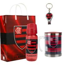 Kit Presente Torcedor Garrafa Caneca Chaveiro Flamengo