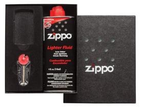 Kit Presente Zippo Slim com Fluido de 118ml e Dispensador de Pedras