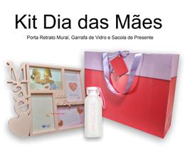 Kit Presentes Dia das Mães Garrafa + Porta Retrato + Sacola