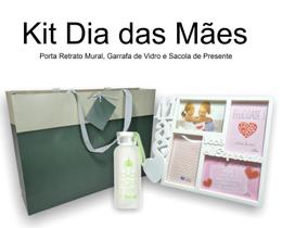 Kit Presentes Dia das Mães Garrafa + Porta Retrato + Sacola - MktPlace