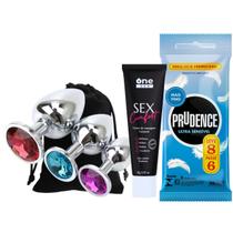 Kit Preservativo Prudence + Sex Comfort Gel Lubrificante Anal + Plug Anal Tamanho P, M e G