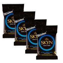 Kit Preservativos com 4 Pacotes SKYN Extra Lubrificado com 3 unidades