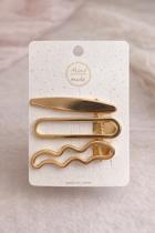 Kit Presilhas de Cabelo Femininas Douradas 3 Peças Delicadas
