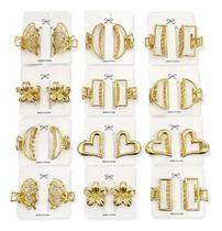 Kit Presilhas Douradas Femininas Luxo Cabelo Elegante 24 Und Kit Presilhas Douradas Femininas Luxo Cabelo Elegante 24 Und