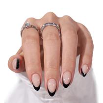 Kit Press On Nails Bartbox French Tip Almond Short Black 30
