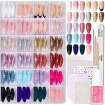 Kit Press on Nails Beetles, 720 unidades, 24 cores, com cola e adesivos