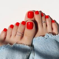 Kit Press-On Toenails Glamnetic Fiery Red Solid Opaque 32