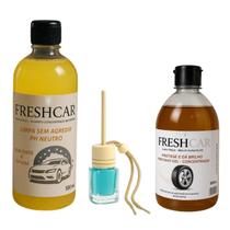 Kit Pretinho + Shampoo 500ml + Aromatizante Linha FreshCar Limpeza Auto Lar Fresh Kit Pretinho + Shampoo 500ml + Aromatizante Linha FreshCar Limpeza Auto Lar Fresh