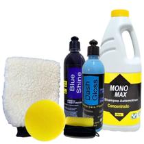 Kit Pretinho Silicone Shampoo Aplicador Limpeza Automotivo