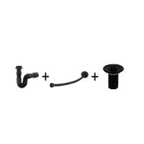 Kit Preto/Black Válvula Lavatório + Sifão + Engate Flexível