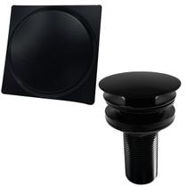 Kit Preto Inox Valvula lavatorio 7/8 click E Ralo Click Tampa 10x10 Kit Escoamento Para Banheiro Lavabo fosco black Kit Preto Inox Valvula lavatorio 7/8 click E Ralo Click Tampa 10x10 Kit Escoamento Para Banheiro Lavabo fosco black