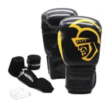 Kit Pretorian Boxe Muay Thai Black Line Band + Protetor Buca Kit Pretorian Boxe Muay Thai Black Line Band + Protetor Buca