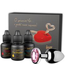 Kit Primeiro Anal Intt Gloss Facilitador e Plug P Com Jóia