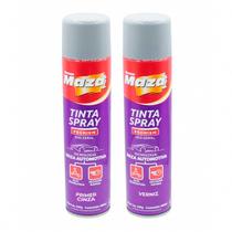 Kit Primer Cinza + Verniz Acrílico Brilhante Maza Spray 250g Kit Primer Cinza + Verniz Acrílico Brilhante Maza Spray 250g