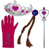 Kit Princesa Frozen 4 acessórios Trança Luva Coroa Varinha Kit Princesa Frozen 4 acessórios Trança Luva Coroa Varinha