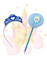Kit Princesa tiara de coroa e lápis pompom Princesas papelaria presente lembrancinha pascoa
