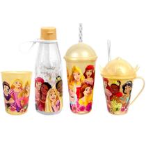 Kit Princesas Disney Copo Refri Copo Shake com Canudo Caneca de Café e Garrafa