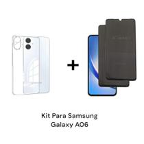 Kit Privacidade Com 2UN Películas 3D De Vidro Anti Espião + Capa Anti Impacto para Samsung Galaxy A06