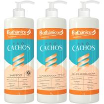 Kit Pró Cachos Shampoo + Condicionador + Geleia Modeladora 1L Bothanico