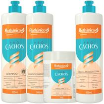 Kit Pró Cachos Shampoo + Condicionador + Máscara + Geleia Modeladora 500ml Bothanico
