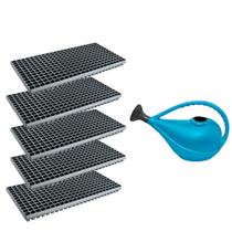 Kit Produção De Mudas 5 Bandejas 288 Células + Regador Azul 3L Nutriplan