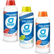 Kit Produtos De Tratamento Para Piscina Com Clarificante Ph Menos e Mais Suall
