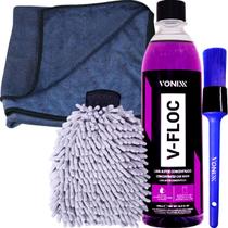 Kit Produtos Para Lavar Carro Moto Caminhão Sem Agredir Shampoo Neutro Automotivo Toalha Secagem Luva Microfibra Pincel para Cantos Vonixx