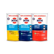 Kit produtos piscina algicida choque manutenção e clarificante