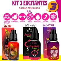 Kit Produtos SexShop eróticos gel casais e lubrificante (Fog., Fac. e Lacra.)