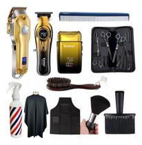 Kit Prof. Kemei Tesoura Máquina Cortar Cabelo Para Barbeiro Barbearia completo Km 1986 km 1677 km Tx10 Kit Prof. Kemei Tesoura Máquina Cortar Cabelo Para Barbeiro Barbearia completo Km 1986 km 1677 km Tx10